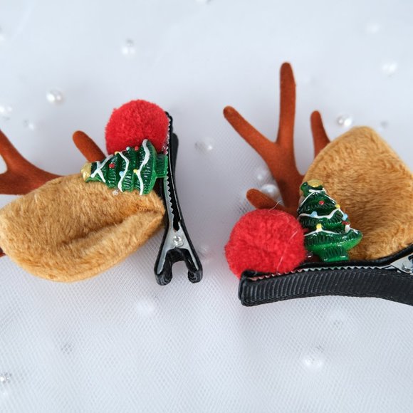 A Pair Handmade Christmas Hair Clips with Santa tree Christmas Gift - Picture 3 of 6